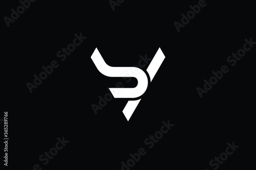 Minimal Innovative Initial BV logo and VB logo. Letter BV VB creative elegant Monogram. Premium Business logo icon. White color on black background photo