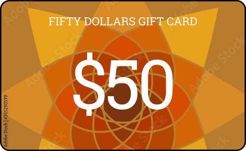 A $50 gift card in a bold geometric design.