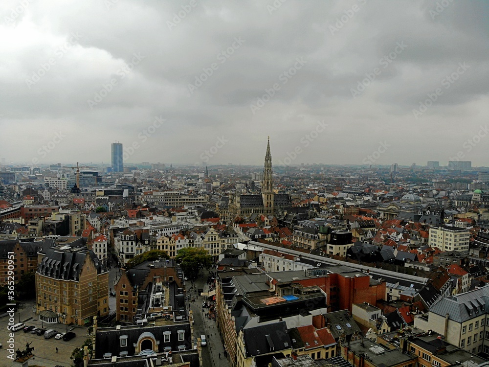 Amazing view from above. The capital of Belgium. Great Brussels. Very historical and touristic place. Must see. View from Drone.