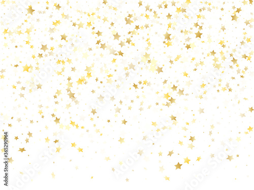 Flying gold star sparkle vector with white background.