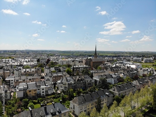 Beautiful view from above, Luxemburg. The capital of Kingdom Luxemburg. Small European country with great culrure and outstanding landscapes. Aerial photo created by drone. photo