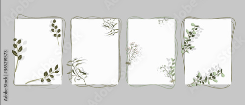 A4 paper sheets with plants. Vertical template entwined with stems green leaves natural botanical cover tropical vector spring paradise an ancient paper plants sprouted from it.