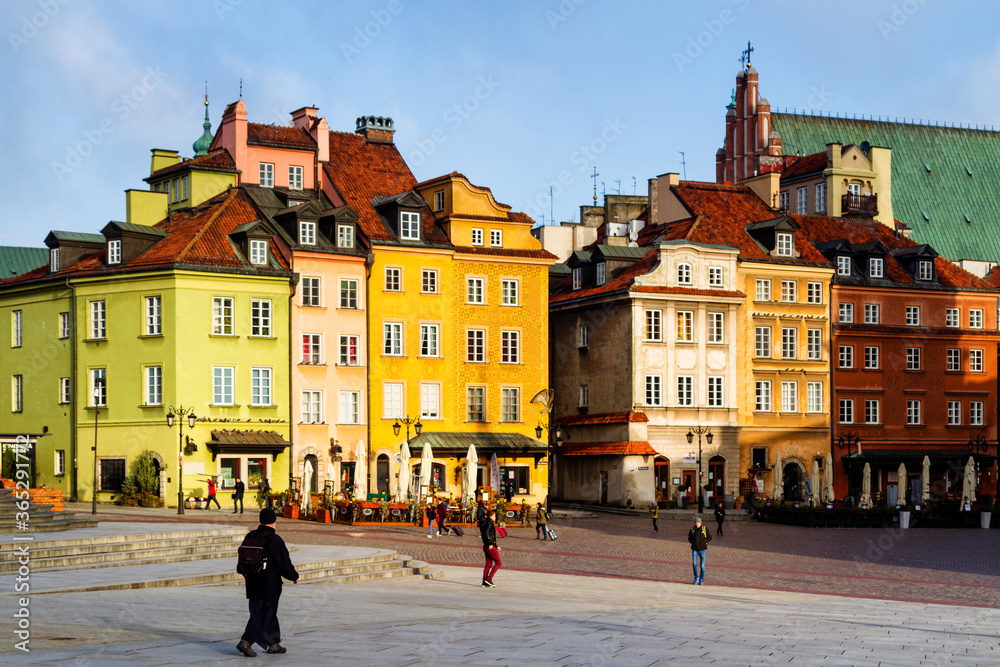 WARSAW, POLAND OCTOBER 26, 2016 ; Beautiful Tenement houses in the