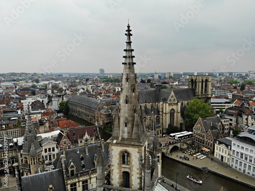 Amazing view from above. Small and comfortable town Gent. Medieval history around you.Must see for all explorer. View from Drone. From Belgium with Love. Clock tower.