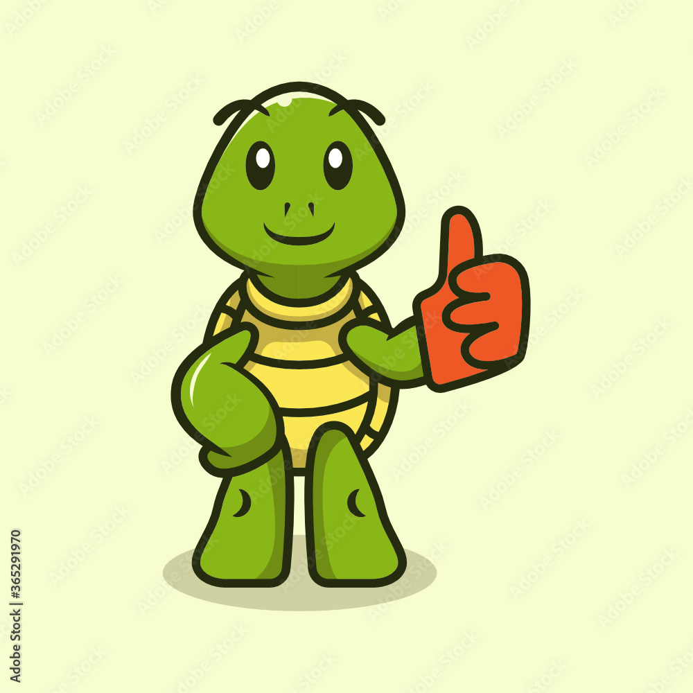 Obraz premium Cute turtle mascot vector illustration
