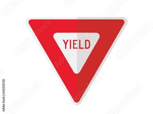 isolated yield sign with the text "YIELD" on red round triangle board. flat vector design. infographic style
