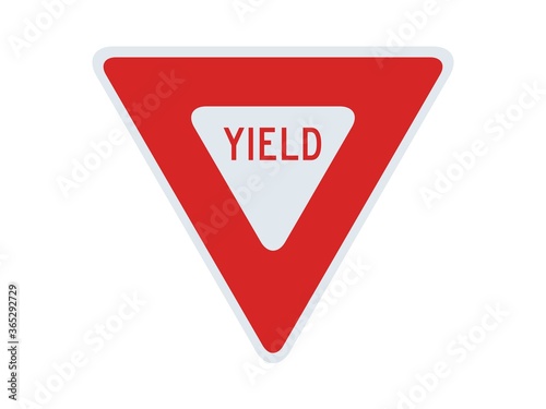 isolated yield sign with the text "YIELD" on red round triangle board. flat vector design. infographic style