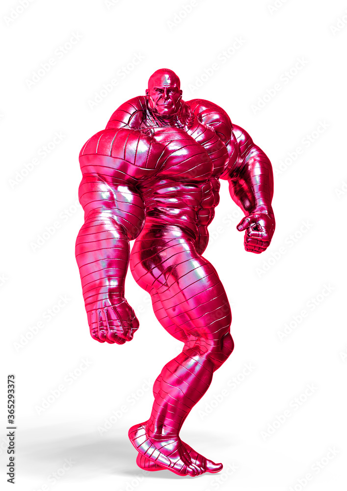man made of steel doing a bodybuilder pose number ten in a white background