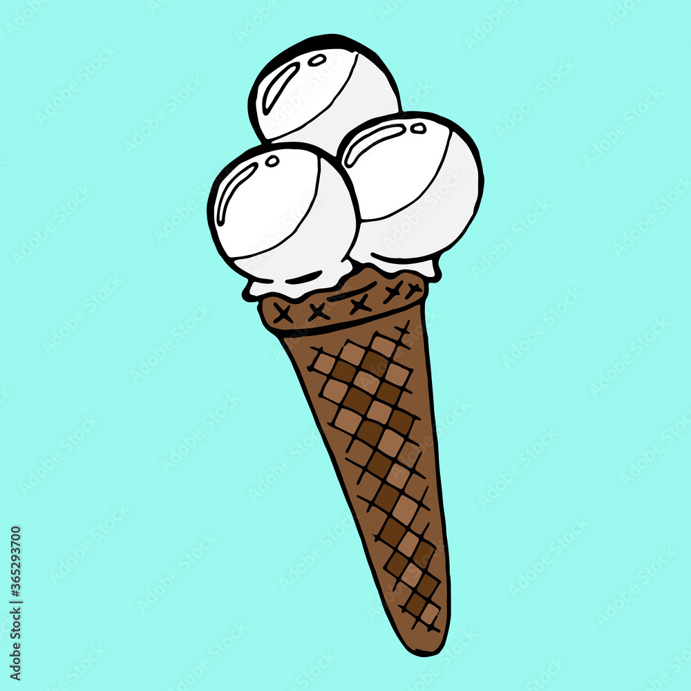 Ice cream icon. Cone ice cream. Hand drawn ice cream ball. Ice cream icon. Cone ice cream. Hand drawn ice cream ball.