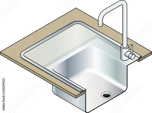 Diagram showing drop-in installation of a kitchen sink.