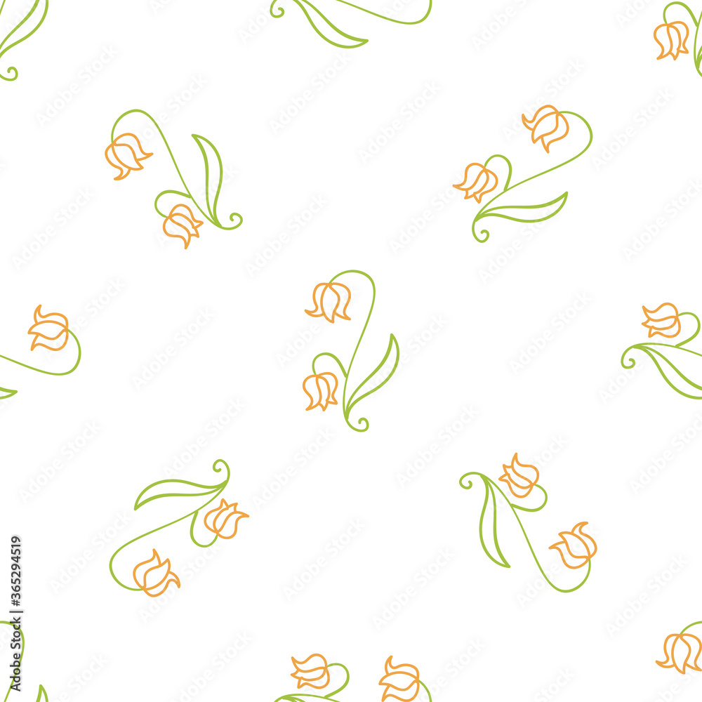 Seamless pattern with floral and herbal elements. Decorative texture for wallpaper, textile, stationery, scrapbook, web, wrapping paper.