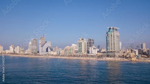 Tel Aviv skyline. TLV coastline from a Mediterranean point of view