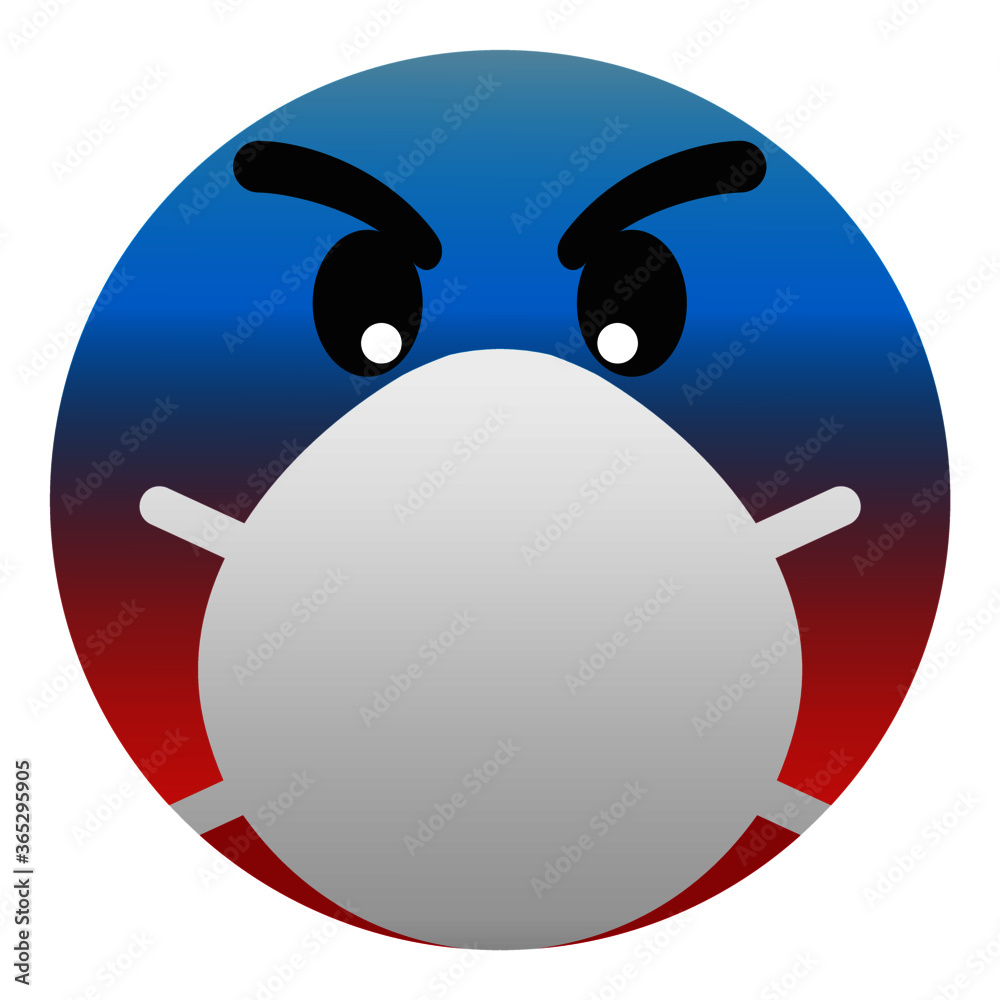 Obraz premium Emoticon 5 usando una mascarilla de protección contra el coronavirus (covid-19).