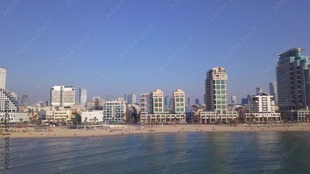 Tel Aviv skyline. TLV coastline from a Mediterranean point of view Tel Aviv skyline. TLV coastline from a Mediterranean point of view