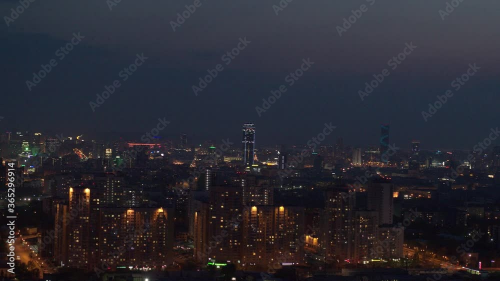 Aerial view of buildings in the night city Aerial view of buildings in the night city