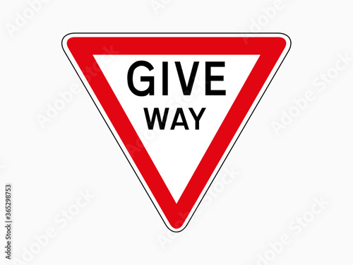 isolated uk give way road sign on red triangle board with text for icon, label or element for other use. vector design.