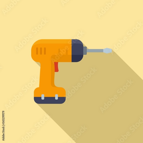 Electric hand drill icon. Flat illustration of electric hand drill vector icon for web design