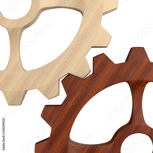 wooden gear on white backgr...