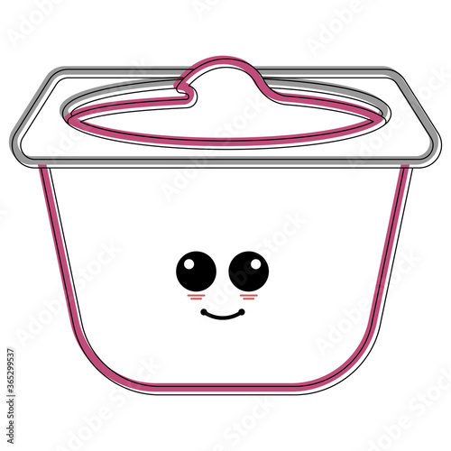 Cartoon icon of a happy pudding cup. Dairy product icon - Vector
