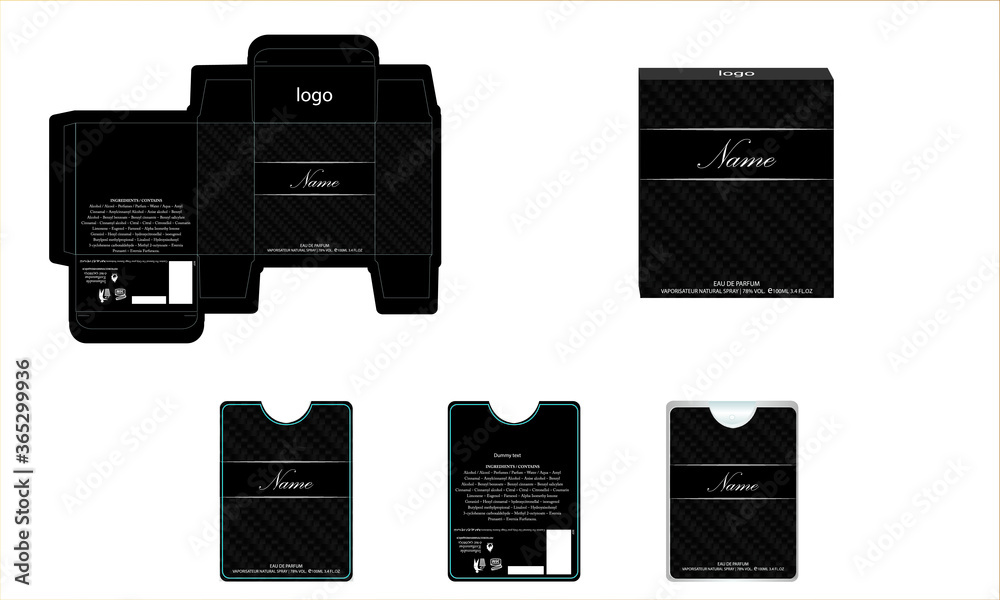 Packaging design, perfume luxury box design template and mockup box