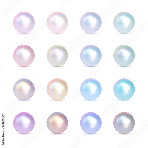 Big set of iridescent pearls