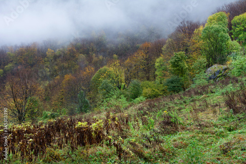 Autumn landscape in Cernei Mountains, Carpathians Range, Romania, Europe photo