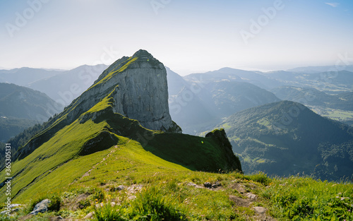 Picture taken during hiking in Austrian Alps. Sunny day. The Kanisfluh is a mostly isolated massif in the central Bregenz Forest Mountains between the municipalities Mellau and Au. photo