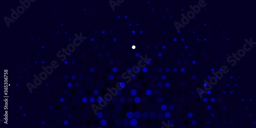 Dark BLUE vector pattern with spheres. Illustration with set of shining colorful abstract spheres. Design for posters, banners.