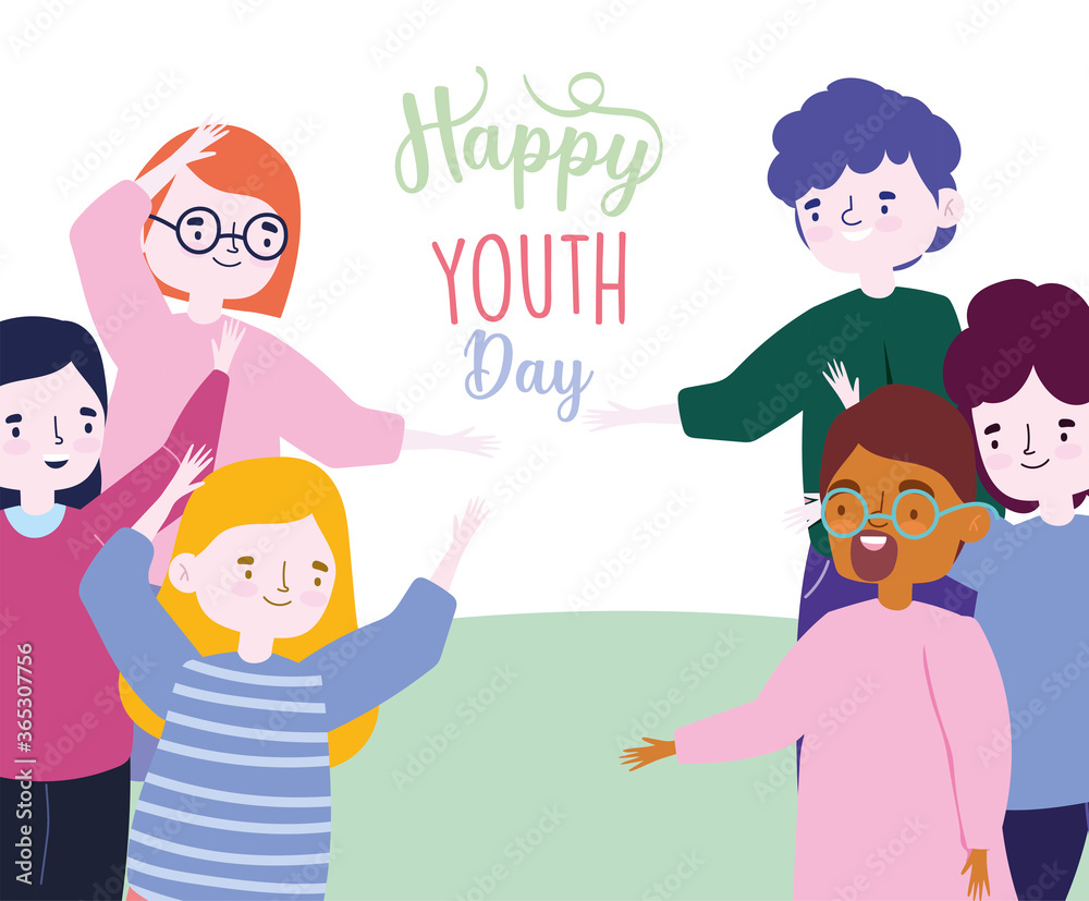 happy youth day cartoon character men and women celebrating party happy youth day cartoon character men and women celebrating party