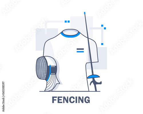 Fencing,flat design icon vector illustration
