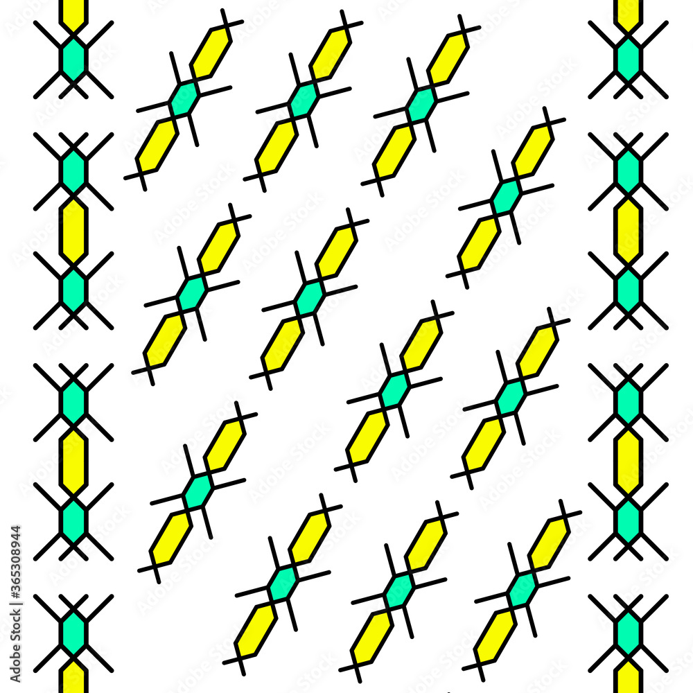 A variant of the pattern is a braided pigtail made of lines on cells on a white background. Pattern of different shapes from a pigtail.
