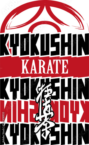 Martial art colored t-shirts, poster design. Karate style emblem.