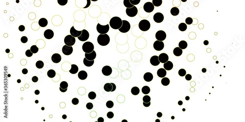 Dark Green, Yellow vector background with spots. Abstract decorative design in gradient style with bubbles. Design for your commercials.