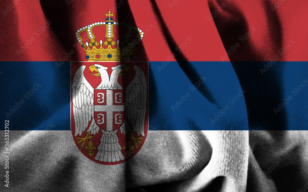 Serbia flag on velvet
