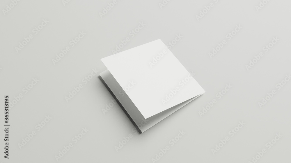 Square Bi-Fold Brochure Mockup -3D illustration Square Bi-Fold Brochure Mockup -3D illustration