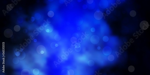 Dark BLUE vector background with circles. Abstract decorative design in gradient style with bubbles. Design for posters, banners.