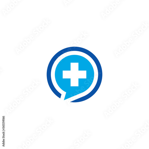Medical Cross and Chat Bubble logo / icon design