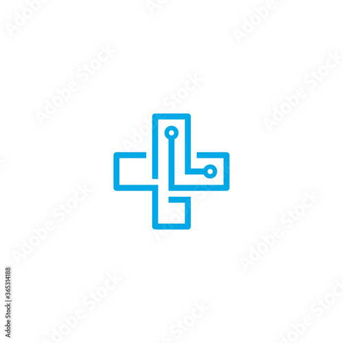 Medical Cross and Technology logo / icon design