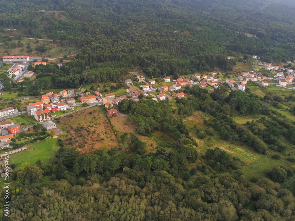 Carnota. Aerial view in Galicia,Spain. Drone Photo