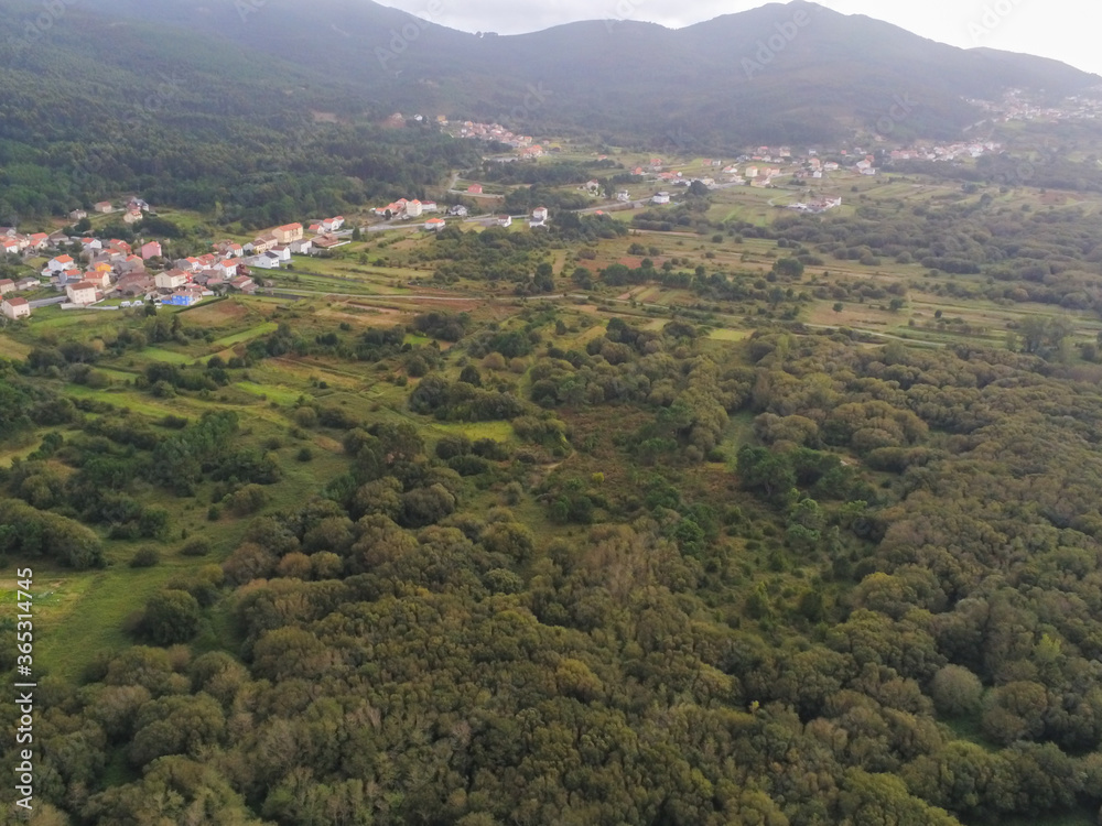 Carnota. Aerial view in Galicia,Spain. Drone Photo