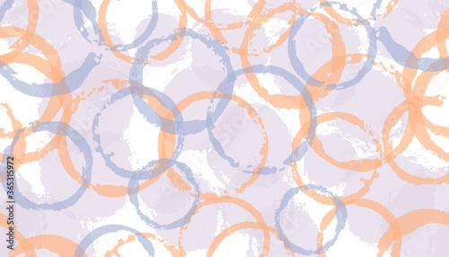 Funky watercolor circles geometry fabric print. Circular splotch overlapping elements vector 
