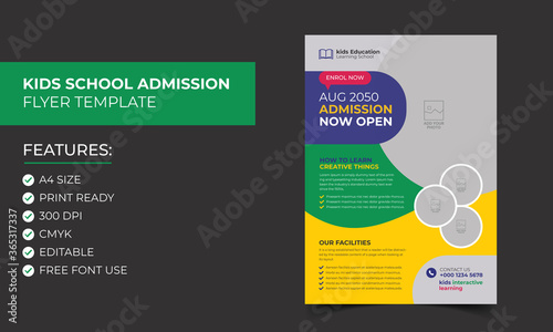 Junior Admission for Kids School Education Flyer Template Design. Poster Design