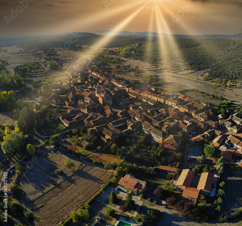 Aerial view in Medieval Town Called Castrillo De Los Polvazares In Spain