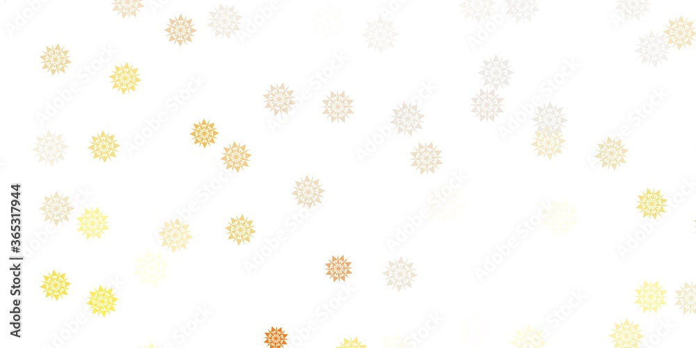 Light orange vector background with christmas snowflakes.