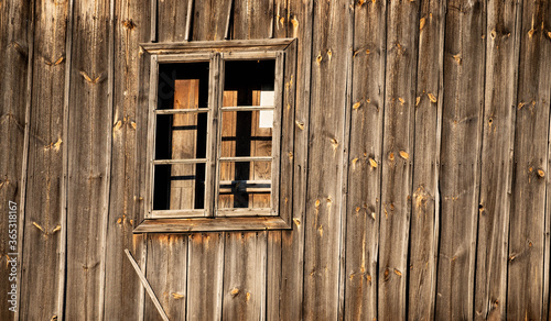 view of the window in an old wooden building
