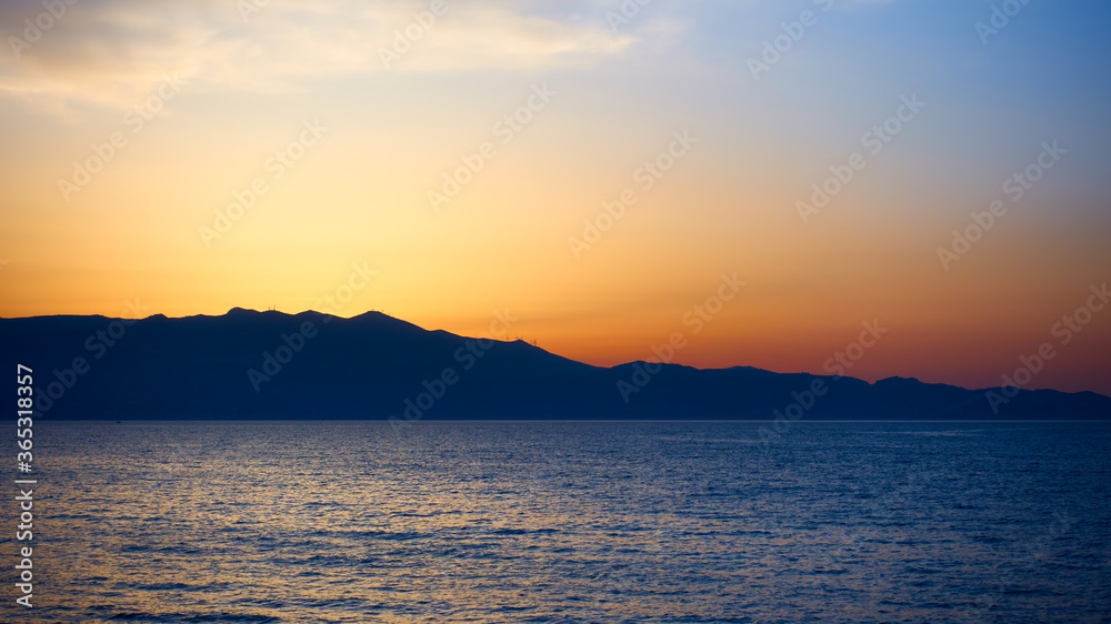 Coast of Crete island at sunset