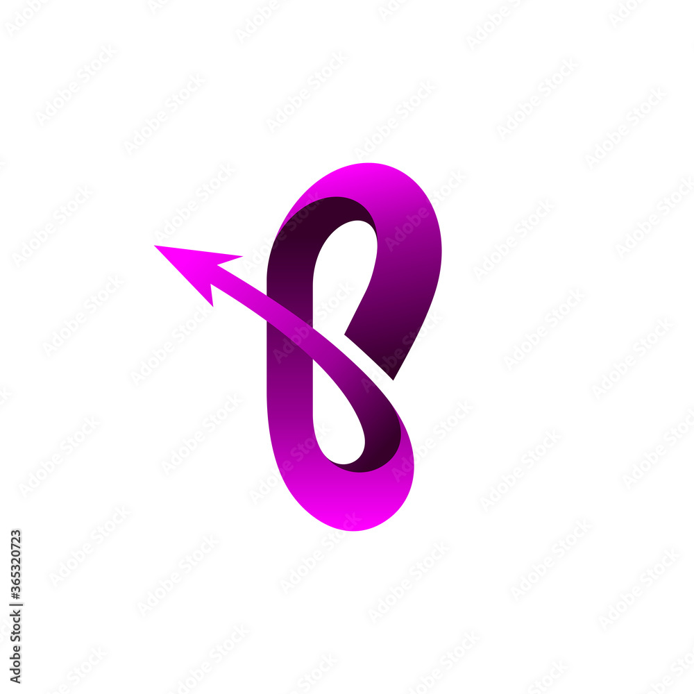 Fototapeta premium letter b logo with grow up arrow symbol