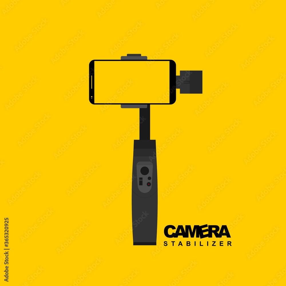 Gimbal stabilizer with mobile vector illustration