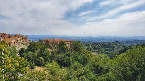 Beautiful view from Montepulciano with Trasimeno Lake on the background and th Tuscany country on the foreground.
