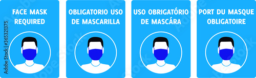 Face mask required in 5 languages